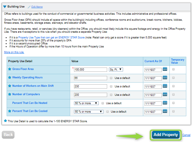 Energy Star Portfolio Manager Building Use Details