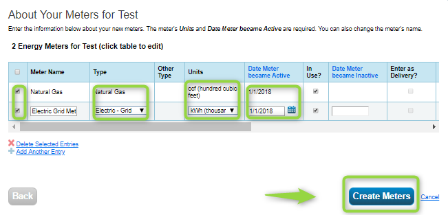 Energy Star Portfolio Manager Meter Information