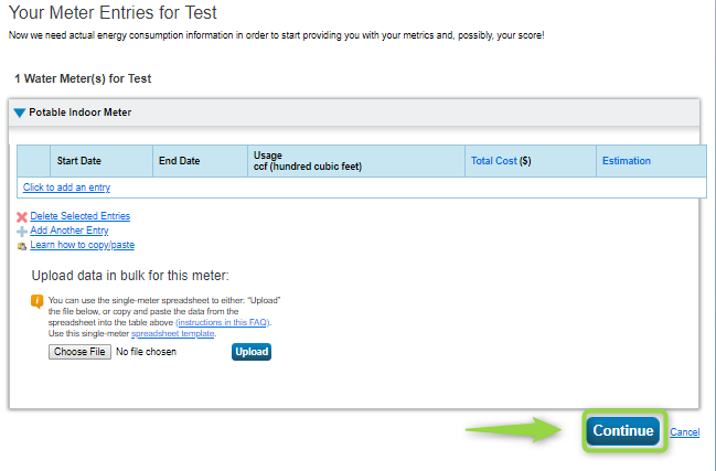 Energy Star Portfolio Manager Water Meter Bills