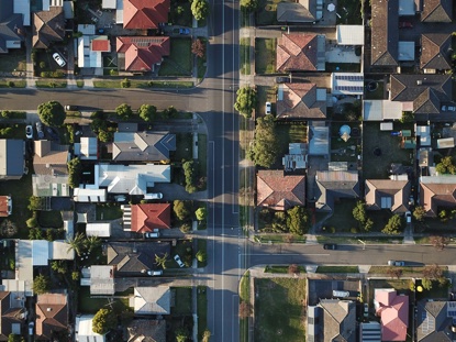 aerial view of a neighborhood