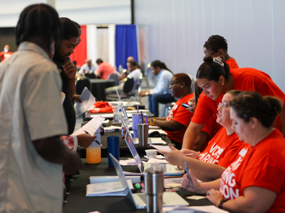 job applicants and City workers at job fair