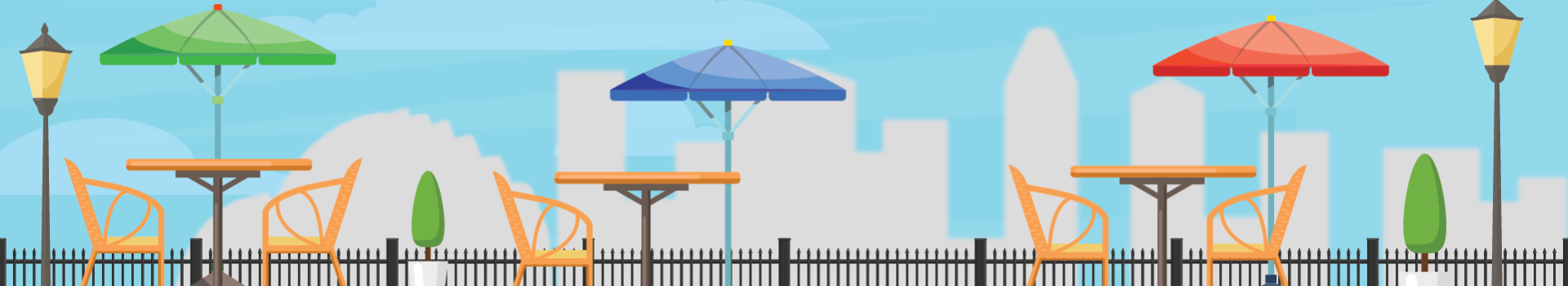 Outdoor Dining color image with umbrellas and chairs