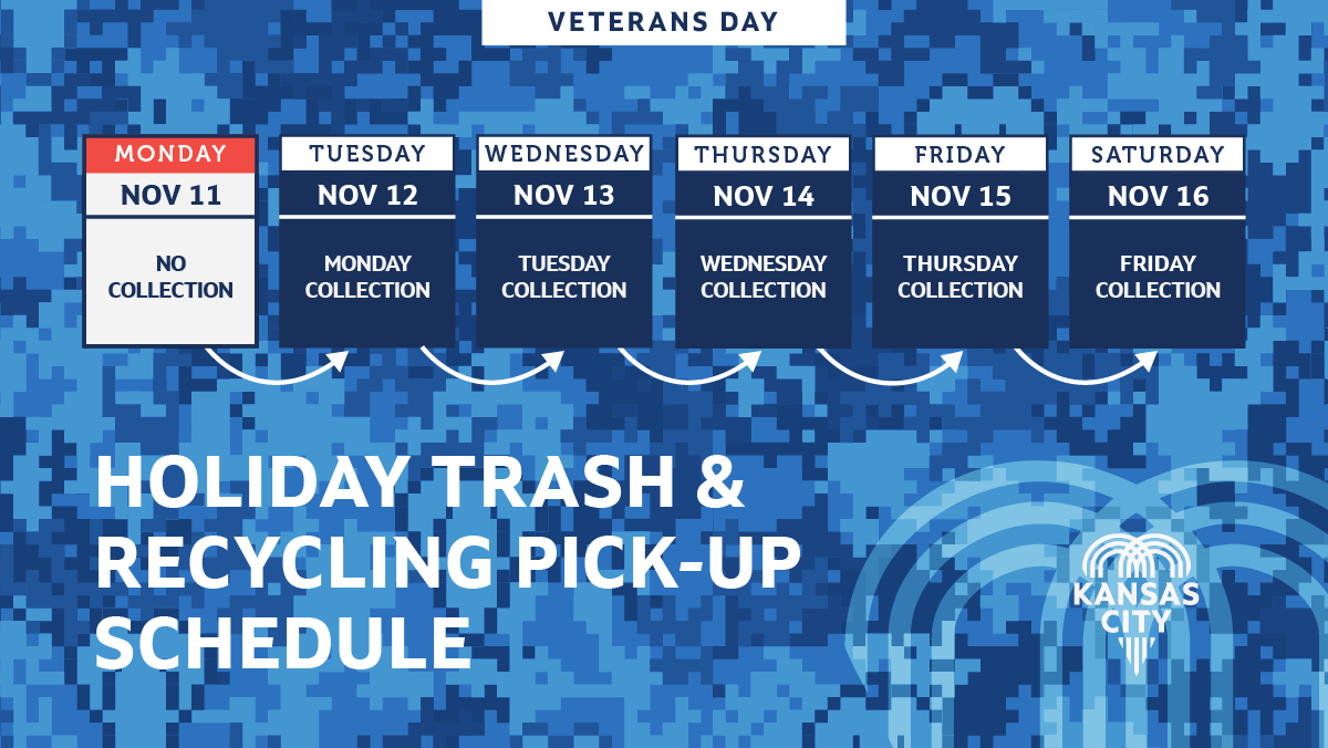 Veterans Day trash collection - no pickup Monday; pushed back one day every day