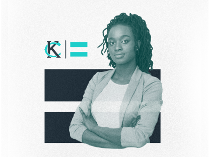 African-American woman with KC moniker and equal sign