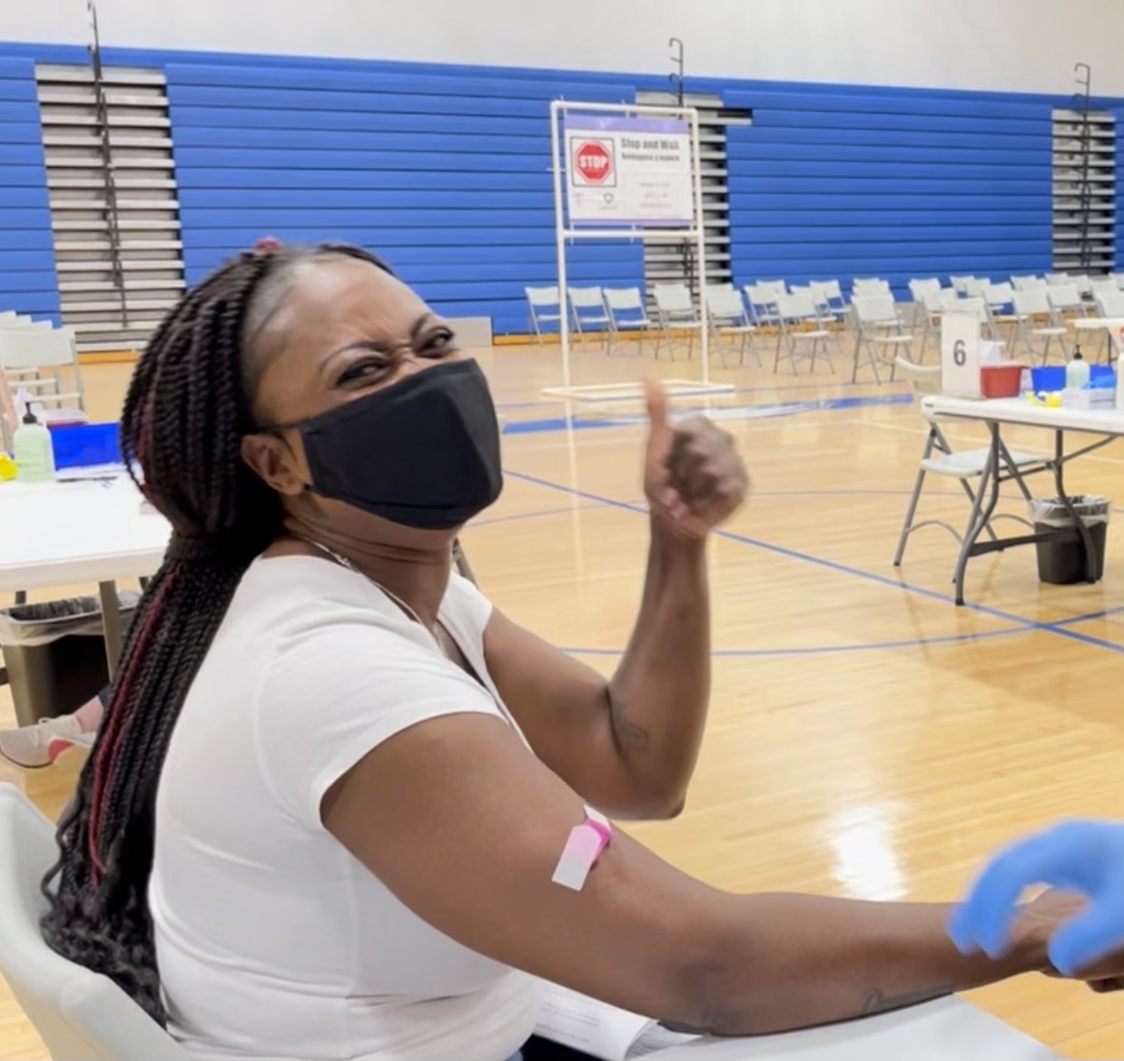 Young woman getting vaccinated