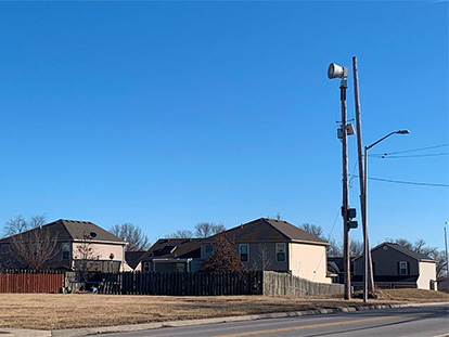 siren tower in neighborhood