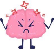 Cartoon picture of a frustrated brain