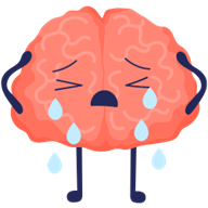 Cartoon picture of a crying brain