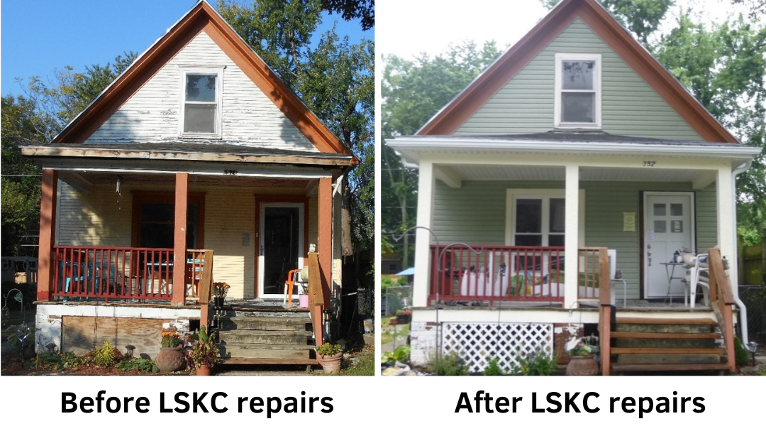 Picture of a home before and after Lead Safe KC repairs