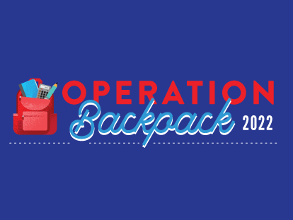 Operation Backpack text on blue background