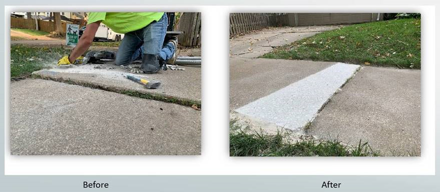 concrete shaving before vs after