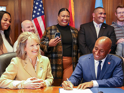 Mayor Lucas signing resolution ensuring Kansas City is a welcoming, inclusive, and safe place for everyone, including the transgender and LGBTQ+ community